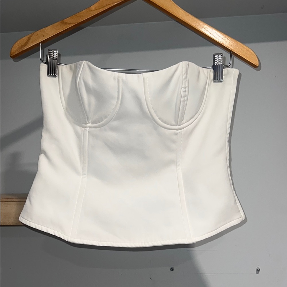 La Hearts White Bustier Corset Top